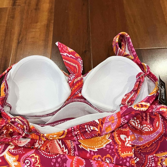 New NWT Swim Solutions Fuschia Pink Swim Dress One Piece Paisley‎ Print Sz 8 - Picture 8 of 12